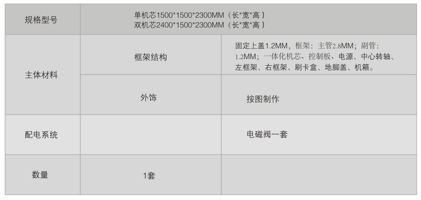 转闸技术参数